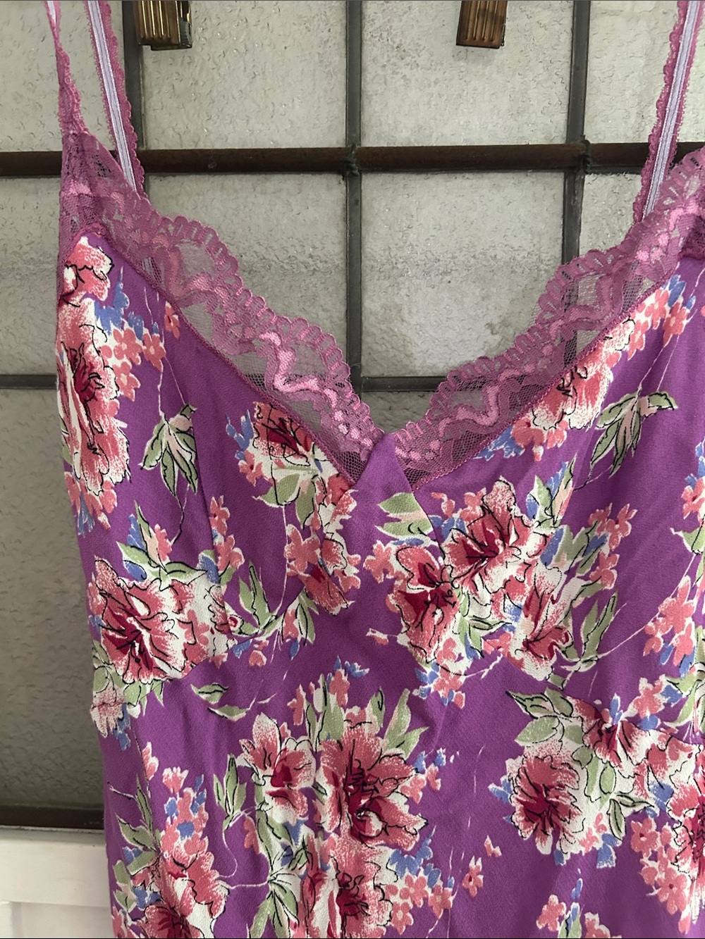 Floral Lace-Trim Purple Slip Dress - Picture 4 of 5